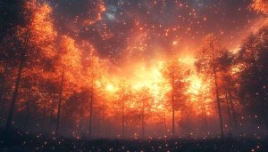 Burning Forest Night Sky Wallpaper 4k Background Desktop Mobile