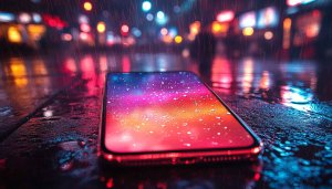 Phone Screen with Raindrops Mobile Wallpaper 4K Background Free