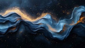 Abstract Blue Gold Waves 4K Desktop Background Mobile Wallpaper