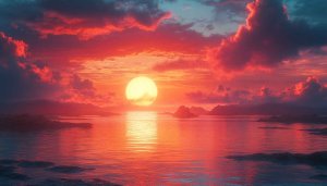 Fiery Sunset Seascape 4K Wallpaper, Free Red Sky Background