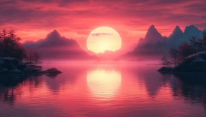 Lake Sunset 4K Desktop Background, Pink Aesthetic Mobile Wallpaper