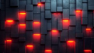 Dark Blocks with Red Light 4K Desktop Mobile Wallpaper