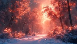 Winter Wonderland Forest Landscape 4K Desktop Background Mobile Wallpaper
