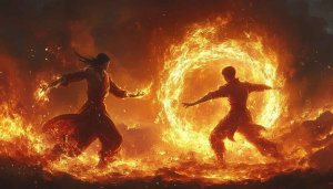Fire bending duel HD wallpaper | martial arts background