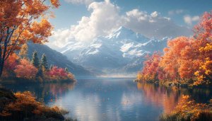 Autumn Mountain Lake 4K Wallpaper Desktop Background Free Mobile