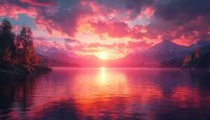 Pink Sunset Lake Mobile Wallpaper Free Aesthetic Desktop Background 4K