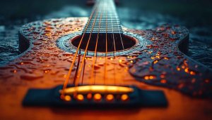 Wet Acoustic Guitar Mobile Wallpaper | Free Music Instrument Background