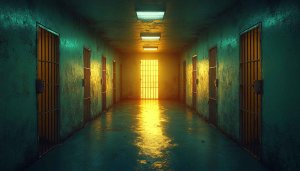 Prison Cell Block Corridor 4K Mobile Phone Wallpaper Background