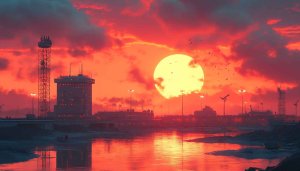 Vibrant Sunset Cityscape Aesthetic 4K Desktop Background Wallpaper Free