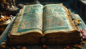 Ancient Hindu Manuscript Wallpaper 4K, Vintage Book Mobile Background
