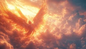 Fiery Angel in Sky 4K Wallpaper For Desktop Background