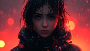 Cyberpunk Red Portrait 4K Wallpaper for Mobile and Desktop