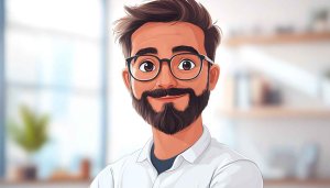 Cartoon Portrait Wallpaper: Bearded Man with Glasses, Mobile Background