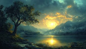 Golden Sunset Lake View Free Mobile Desktop Wallpaper 4K