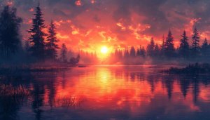 Fiery Sunset Lake Reflection Free Mobile Wallpaper 4K