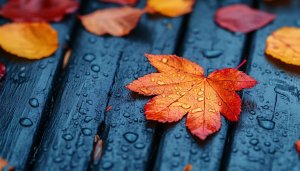 Autumn Maple Leaf Raindrops 4K Desktop Background Mobile Wallpaper