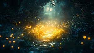 Magical Forest Path 4K Desktop Background Wallpaper, Firefly Lights