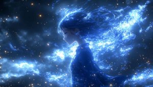 Anime Girl Glowing Blue Aura Mobile Wallpaper Free Download 4K