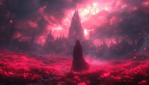 Fantasy Pink Castle Field 4K Desktop Wallpaper Mobile Background