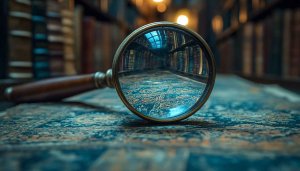 Antique Library Magnifying Glass Wallpaper 4K Desktop Background Theme