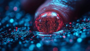 Glowing Data Stream Liquid Drop 4K Desktop Background Wallpaper