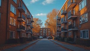 Autumn Cityscape Wallpaper, Residential Buildings Mobile Background, Free Urban Image