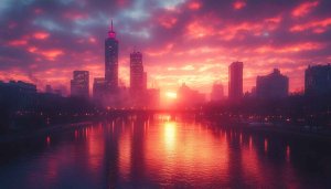 Chicago Skyline Sunset 4K Mobile Wallpaper, Free Cityscape Background