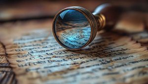 Antique Document with Magnifying Glass 4K Desktop Background Wallpaper