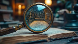 Antique Book and Magnifying Glass Aesthetic Wallpaper for Desktop
