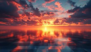 Fiery Sunset Ocean View 4K Desktop Background Mobile Wallpaper