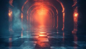 Arcade Hallway 4K Wallpaper - Fantasy Corridor Desktop Background