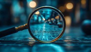 Detective Magnifying Glass City Street Lights Desktop Background Wallpaper