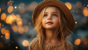 Cute Blonde Girl in Hat Mobile Wallpaper HD 4K Background