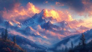 Epic Mountain Landscape Sunset Mobile Wallpaper, 4K Desktop Background