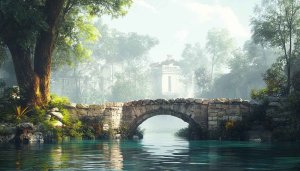 Stone Arch Bridge Landscape Wallpaper Free 4K Desktop Background