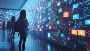 Futuristic Data Wall 4K Desktop Background Technology Mobile Wallpaper