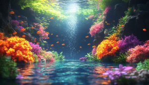 Vibrant Underwater Coral Reef Aquarium Background 4K Desktop Wallpaper