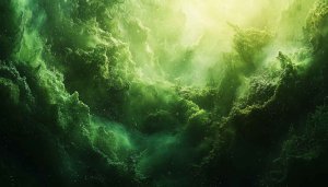 Green Nebula Galaxy Space Art 4K Desktop Wallpaper Background