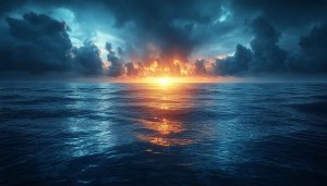 Ocean Sunset Mobile Wallpaper - Free Dramatic Seascape Desktop Background
