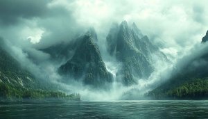 Misty Mountain Lake 4K Desktop Backgrounds, Free Nature Wallpaper