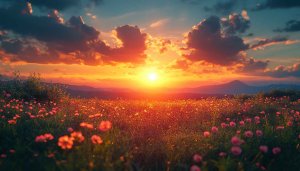 Golden Sunset Field 4K Desktop Background Mobile Wallpaper