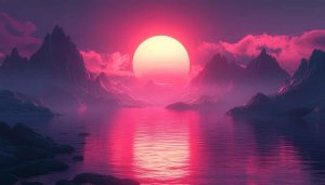 Pink Sunset Mountain Reflection 4K Desktop Background, Mobile Wallpaper Free