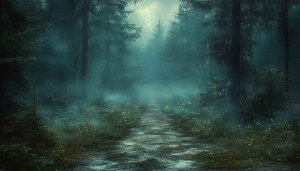 Mystical Foggy Forest Path 4K Desktop Background Free Wallpaper