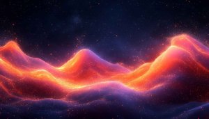 Glowing Nebula Mountains 4K Desktop Background, Sparkly Cosmic Wallpaper