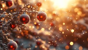Festive Christmas Tree Ornaments 4K Desktop Wallpaper Winter Holiday Sparkle