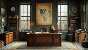 Classic Office Interior Design Mobile Wallpaper Background 4K Aesthetic