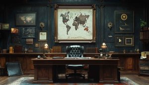 Vintage Office Room Decor Wallpaper 4K Desktop Background