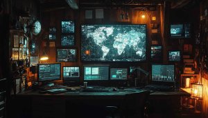 Hacker Room 4K Wallpaper - Cyber Security Desktop Background