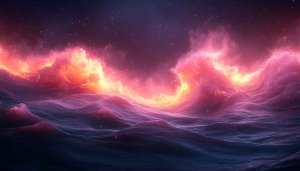 Pink Orange Celestial Ocean Waves 4K Desktop Background Wallpaper