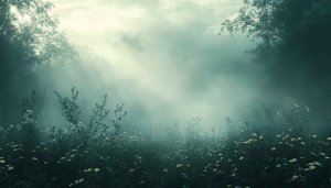 Mystical Foggy Forest 4K Desktop Background, Misty Woodland Mobile Wallpaper